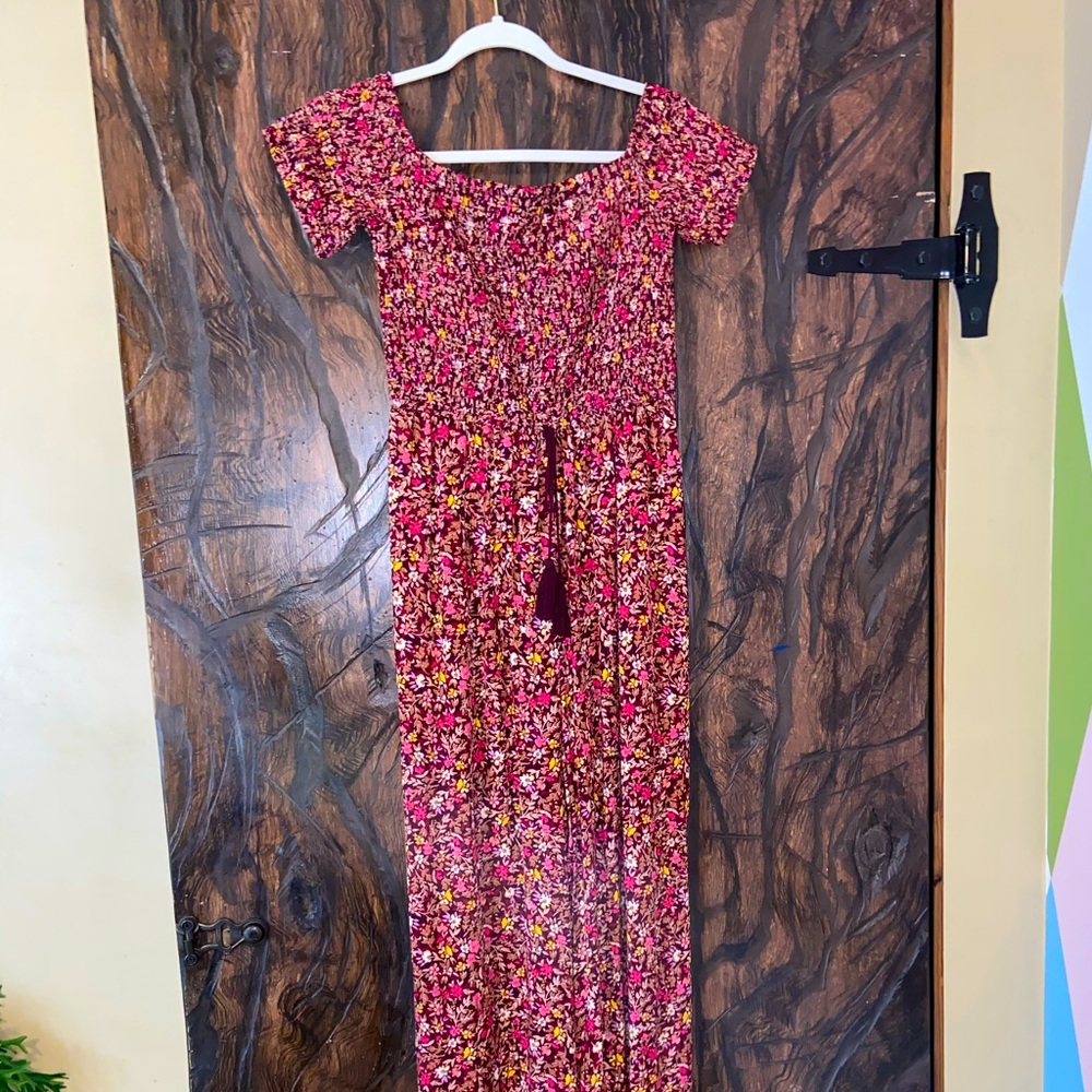 Maroon Off the Shoulder Jumpsuit